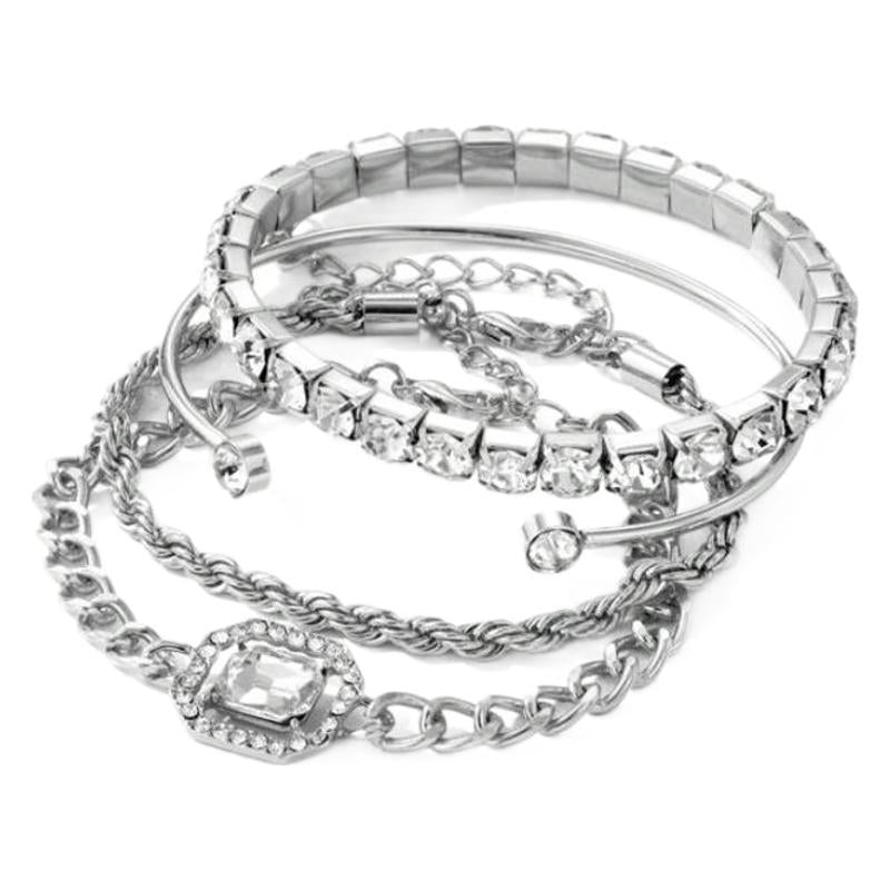 Artistic Retro Versatile Metal Chain Square Diamond 4-piece Set - Modestly Vogue 