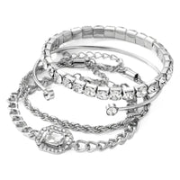 Artistic Retro Versatile Metal Chain Square Diamond 4-piece Set - Modestly Vogue 
