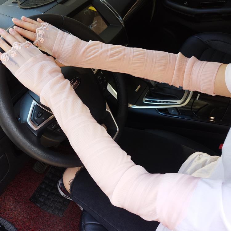 Sun Protection Gloves Women's Extended UV Protection Ice Silk Arm Protector Sleeves - Modestly Vogue 