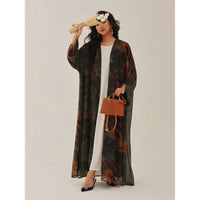 Open Front Tie-Dye Abaya – Modest Full Sleeve Arabian Style - Modestly Vogue 