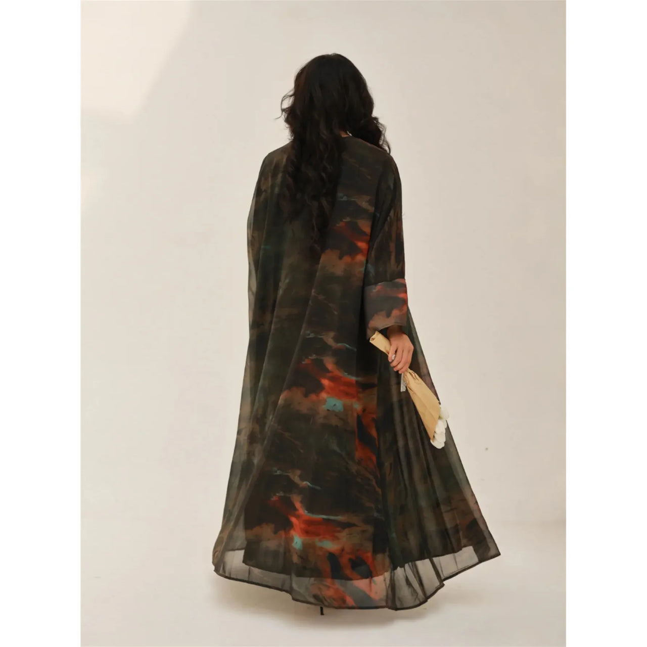 Open Front Tie-Dye Abaya – Modest Full Sleeve Arabian Style - Modestly Vogue 