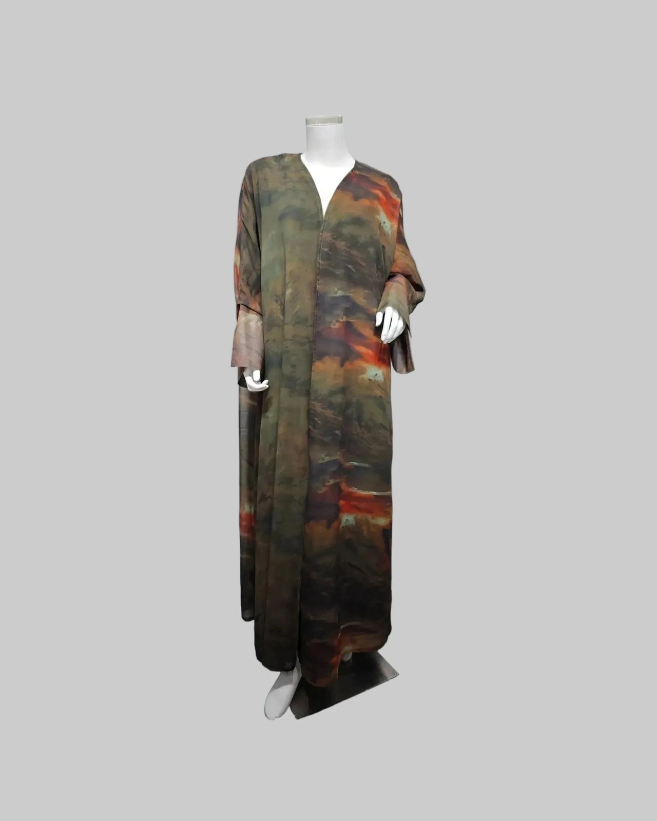 Open Front Tie-Dye Abaya – Modest Full Sleeve Arabian Style - Modestly Vogue 