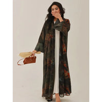 Open Front Tie-Dye Abaya – Modest Full Sleeve Arabian Style - Modestly Vogue 