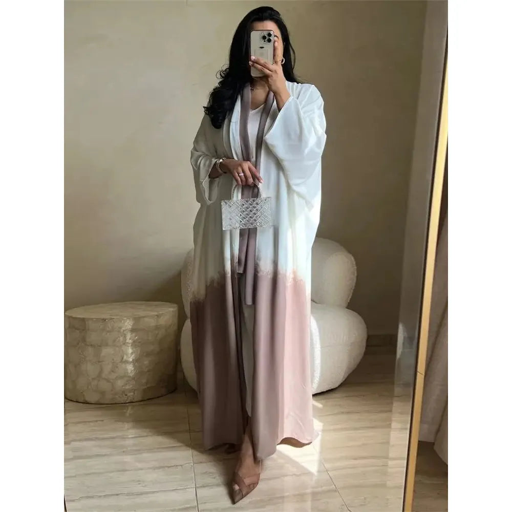 Ramadan & Eid Tie-Dye Open Batwing Kimono Abaya – Dubai Summer Style - Modestly Vogue 