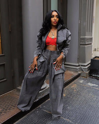 Denim Two-Piece Set for Women – Y2K Streetwear Jeans & Coat Set - Modestly Vogue 