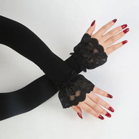 Ruffle Lace Arm Sleeve Driving Gloves – Decorative Sun Protection - Modestly Vogue 