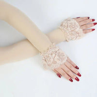 Ruffle Lace Arm Sleeve Driving Gloves – Decorative Sun Protection - Modestly Vogue 