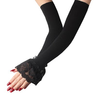 Ruffle Lace Arm Sleeve Driving Gloves – Decorative Sun Protection - Modestly Vogue 
