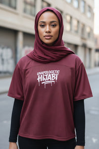 Burgundy Unapologetic Hijabi Boxy football jersey - Modestly Vogue 