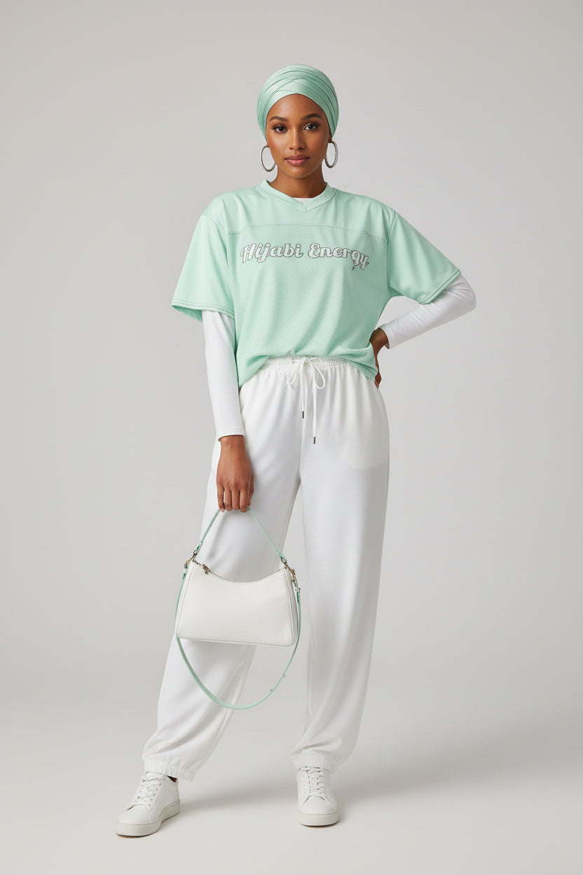 Mint SpokenEnergy™ Boxy football jersey - Modestly Vogue 