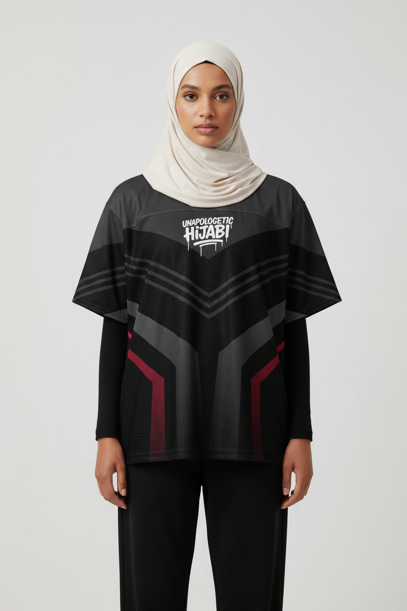 Chevron Black Unapologetic Hijabi™ Boxy football jersey