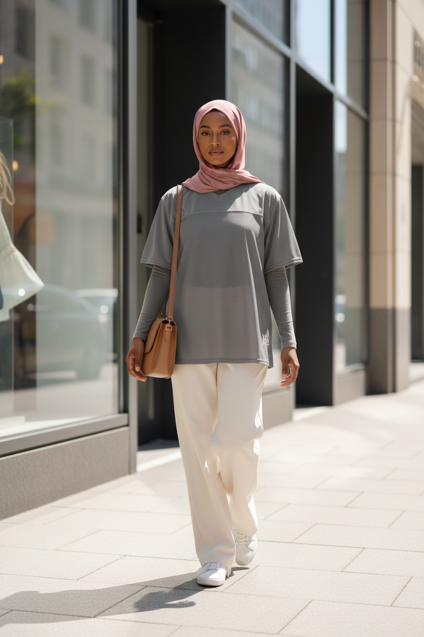 Grey Hijabi Energy football jersey Top