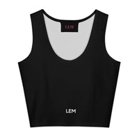 LEM Black Cotton crop top Tee - Modestly Vogue 