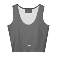 LEM Grey Cotton crop top Tee - Modestly Vogue 