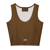 LEM Brown Cotton crop top Tee - Modestly Vogue 