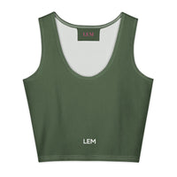 LEM Olive Cotton crop top - Modestly Vogue 