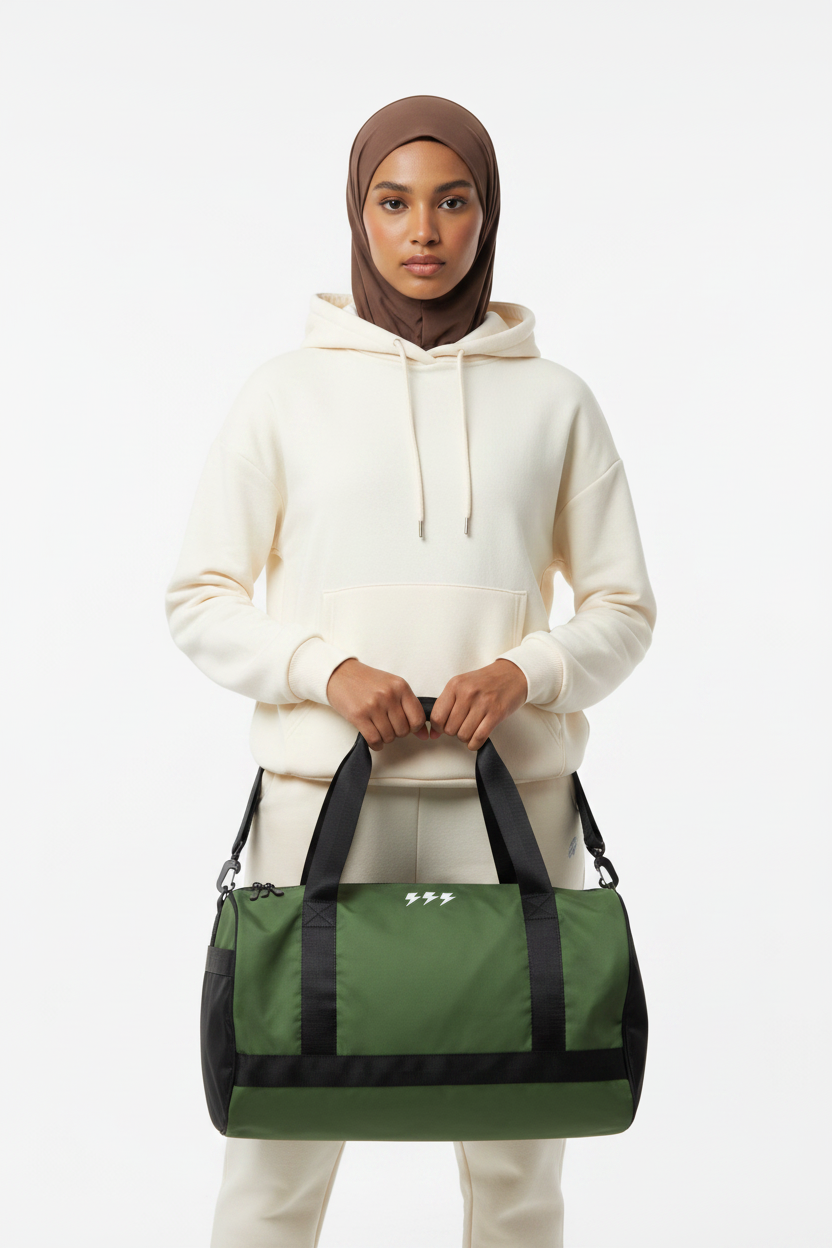 Olive Quiet Energy gym bag - Modestly Vogue 