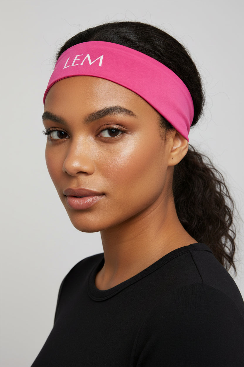 LEM Candy Pink Monogram Logo Headband