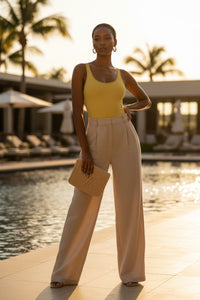LEM Studio Swim Butter Yellow One-Piece Swimsuit - Modestly Vogue 