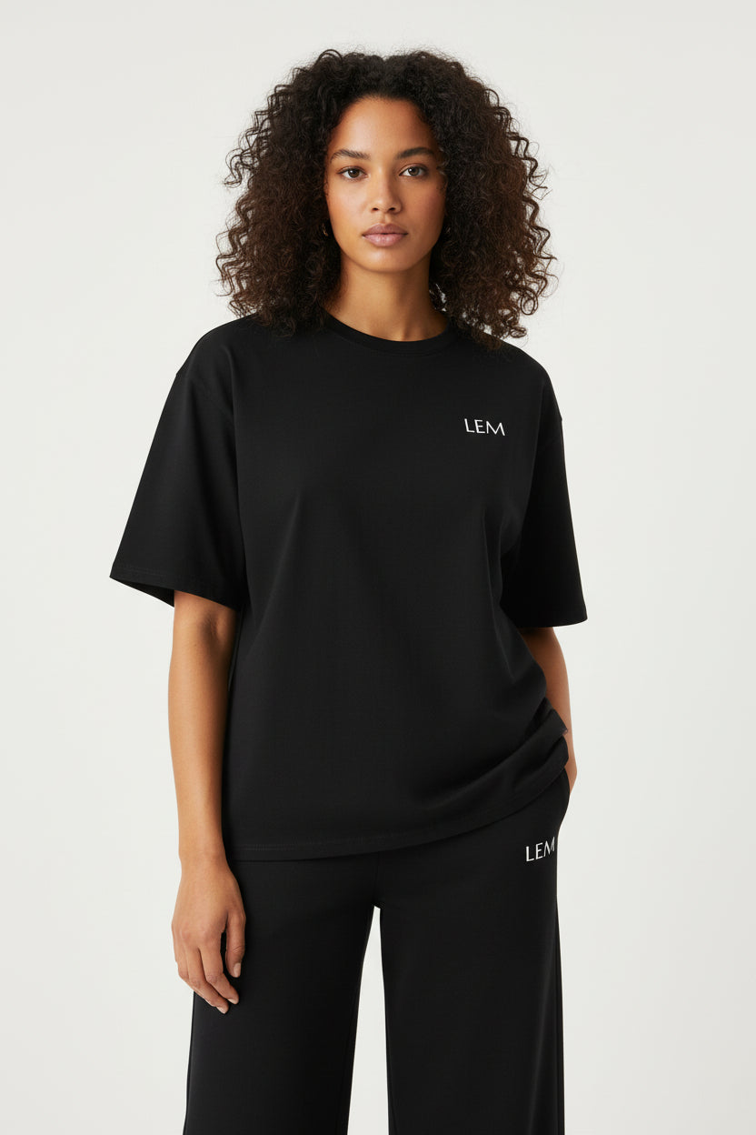 LEM Black Oversized cotton t-shirt