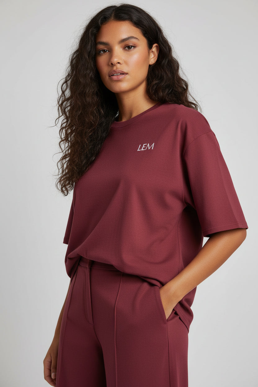 LEM Bordeaux Oversized cotton t-shirt - Modestly Vogue 