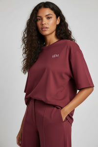 LEM Bordeaux Oversized cotton t-shirt - Modestly Vogue 