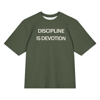 Discipline is Devotion Oversized T Shirt- Olive - Modestly Vogue 
