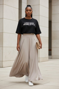 Less Skin More Style Tee- Soft Black - Modestly Vogue 