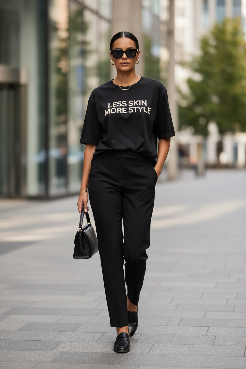 Modest Mindset™ Black Statement Tee - Modestly Vogue 