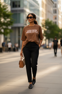 Modest Mindset™ Cognac Brown Statement Tee - Modestly Vogue 