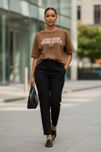 Modest Mindset™ Cognac Brown Statement Tee - Modestly Vogue 