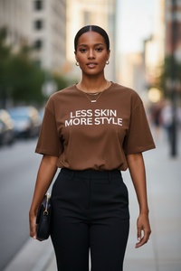 Modest Mindset™ Cognac Brown Statement Tee - Modestly Vogue 
