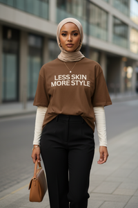 Modest Mindset™ Cognac Brown Statement Tee - Modestly Vogue 