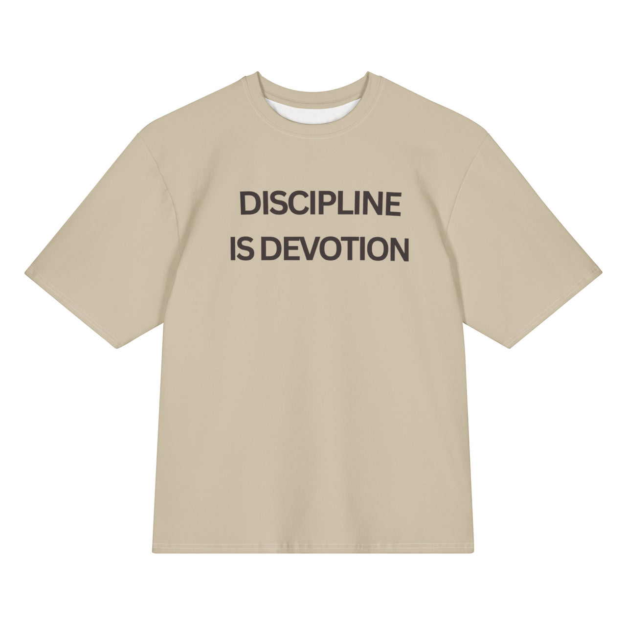 Discipline is Devotion Oversized t-shirt - Stone Black Logo - Modestly Vogue 
