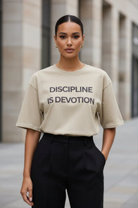 Discipline is Devotion Oversized t-shirt - Stone - Modestly Vogue 