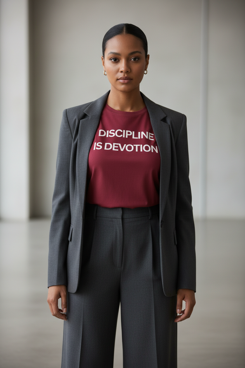 Discipline is Devotion Oversized Tee | Burgundy - Modestly Vogue 