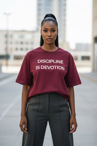 Discipline is Devotion Oversized Tee | Burgundy - Modestly Vogue 