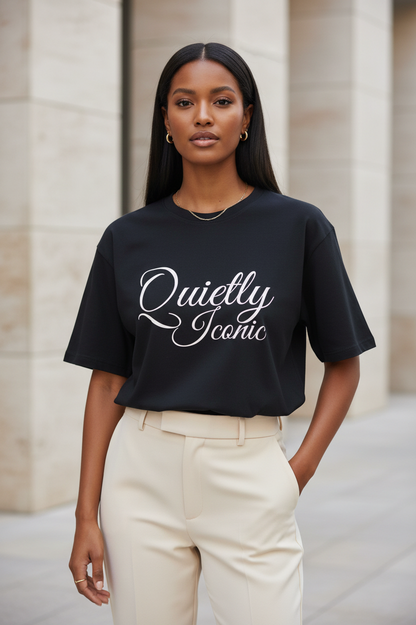 Quietly Iconic™ Tee- Soft Black - Modestly Vogue 