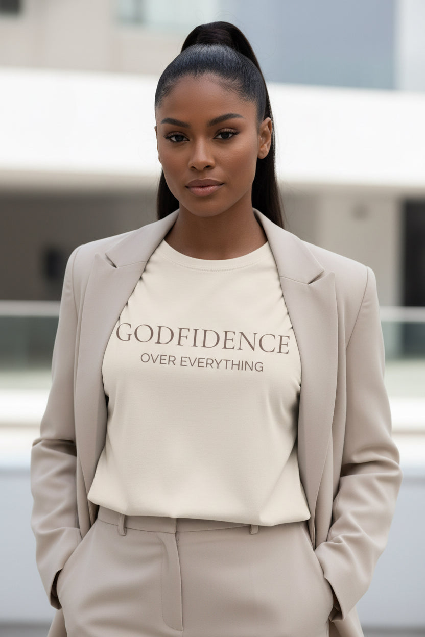Modest Mindset Godfidence Tee - Soft Cream