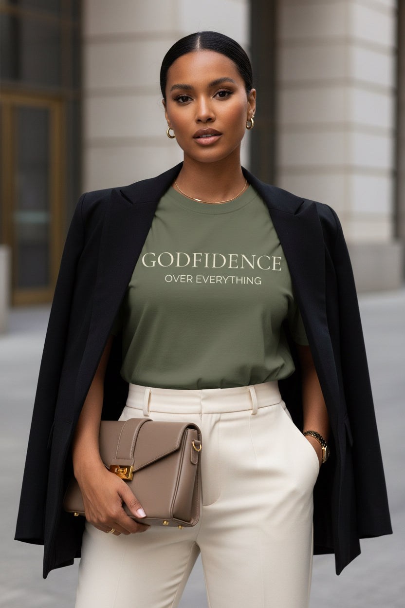 Modest Mindset Godfidence Tee - Deep Olive - Modestly Vogue 