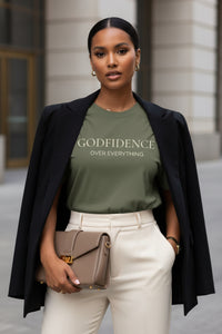 Modest Mindset Godfidence Tee - Deep Olive - Modestly Vogue 