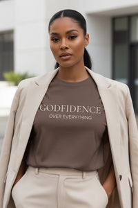 Modest Mindset Godfidence Tee - Muted Espresso