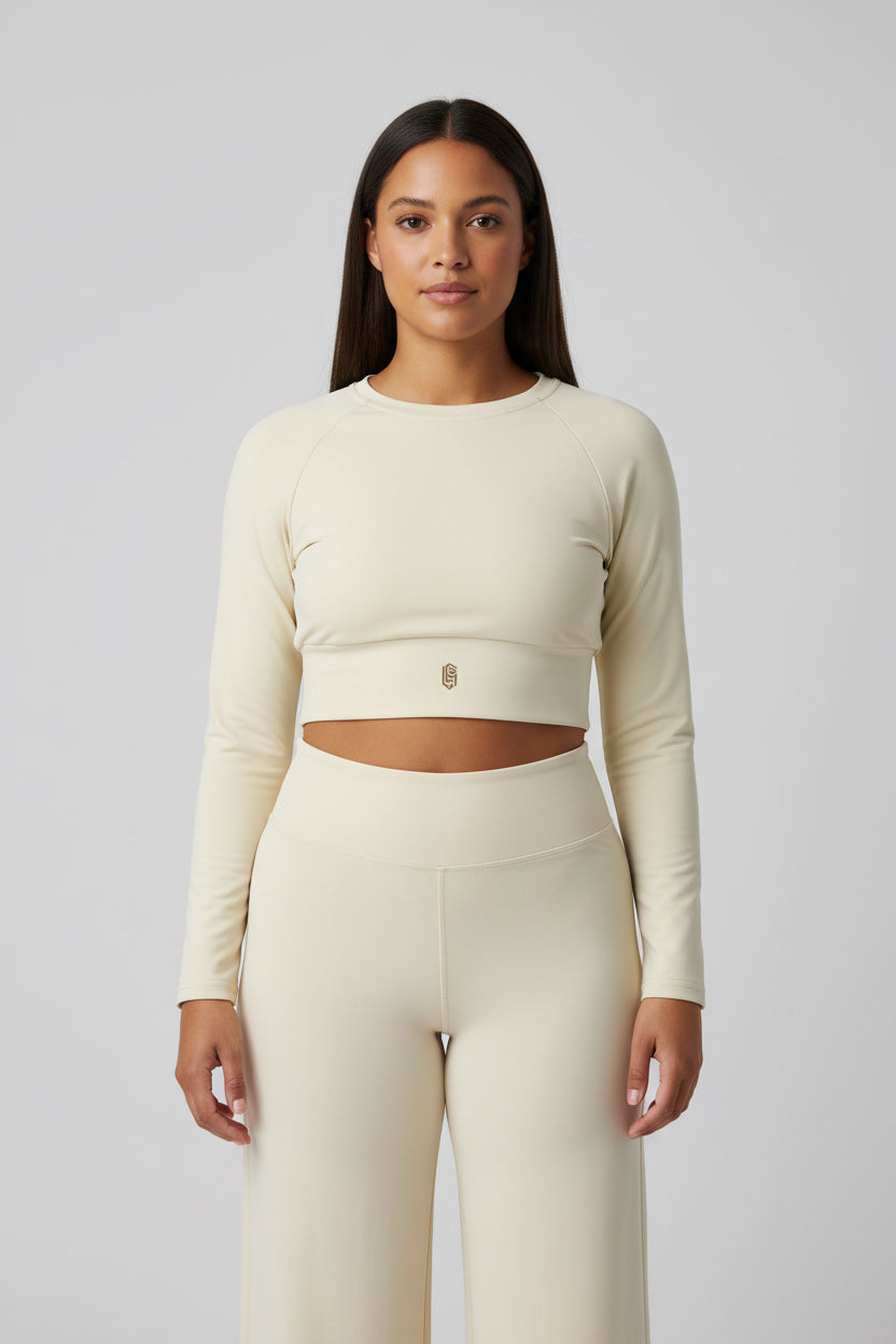 Cream LEM crop top - Modestly Vogue 