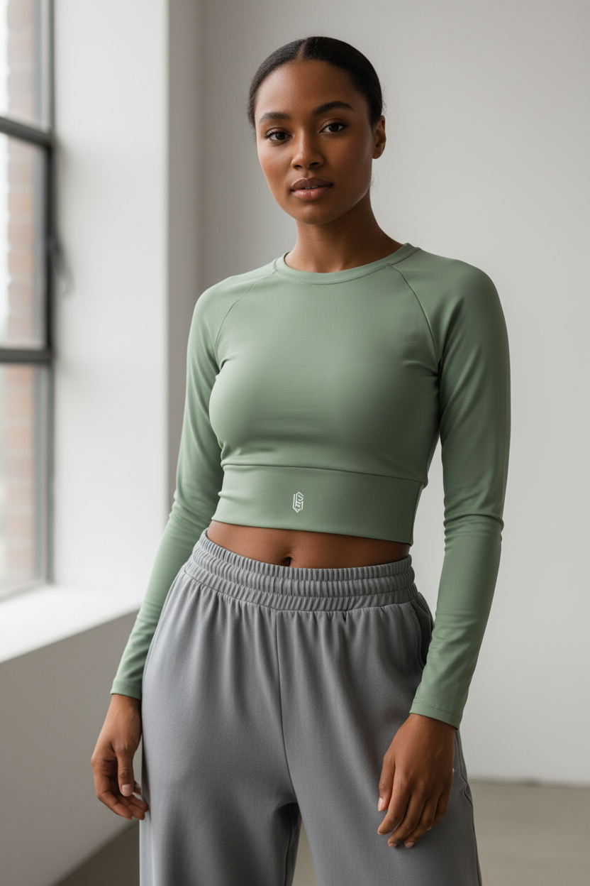 LEM Sage long-sleeve crop top - Modestly Vogue 