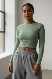 LEM Sage long-sleeve crop top - Modestly Vogue 