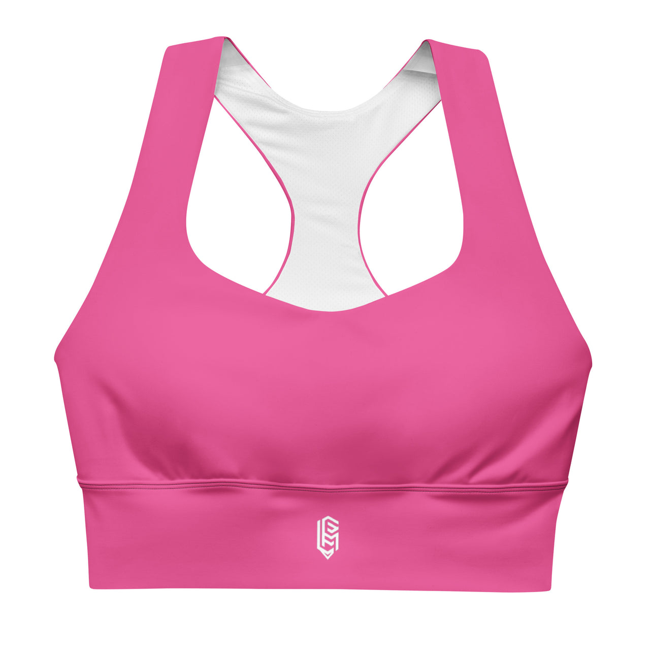 LEM Candy Pink Geo Longline Sports Bra - Modestly Vogue 