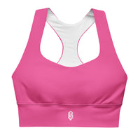 LEM Candy Pink Geo Longline Sports Bra - Modestly Vogue 