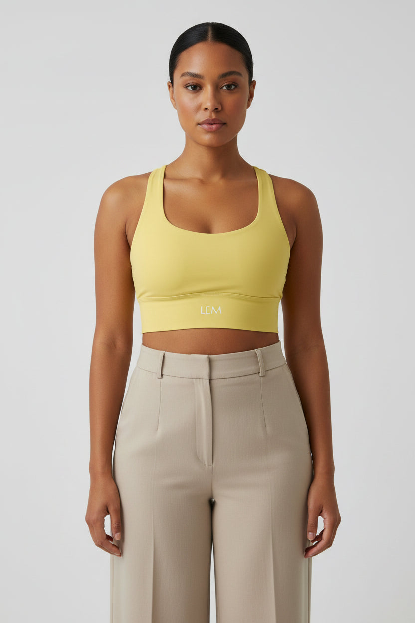 LEM Butter Yellow  Longline Sports Bra