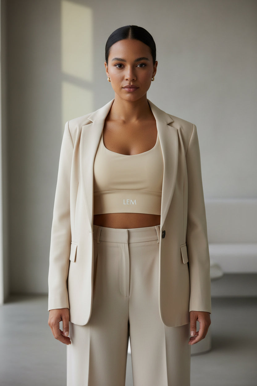 LEM Sand Longline Sports Bra - Modestly Vogue 
