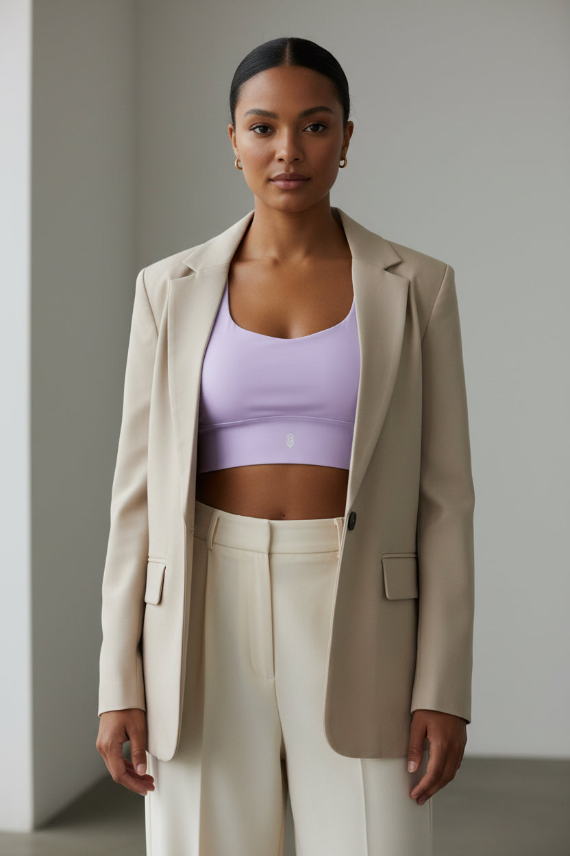 LEM Violet Veil Geo Longline Sports Bra - Modestly Vogue 